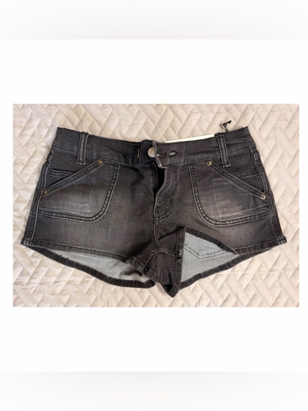 BDG Washed Black Low-Rise Denim Micro Carpenter Shorts - Size 27
